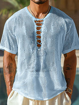 Mens Solid Color Sheer Mesh Short Sleeve T-Shirt SKUL09567