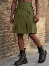 Men's Multi-Strap Cargo Aesthetic Pleated Wrap Skirt SKUL60271