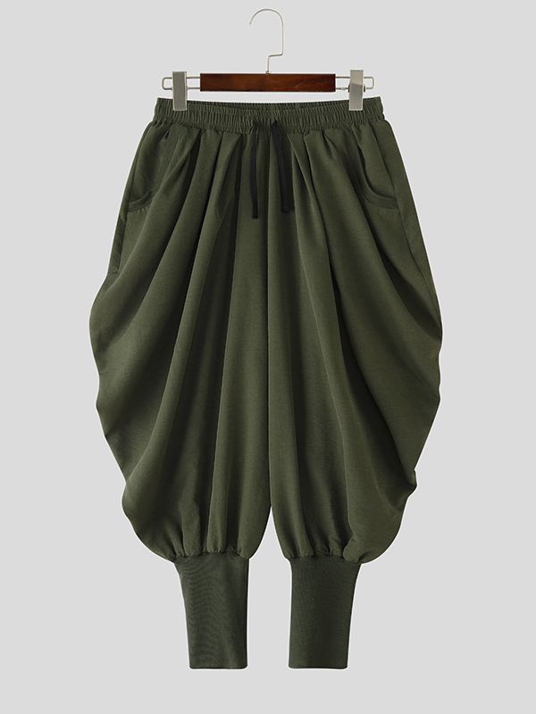 Men's Solid Pleated Loose Casual Pant SKUL32854