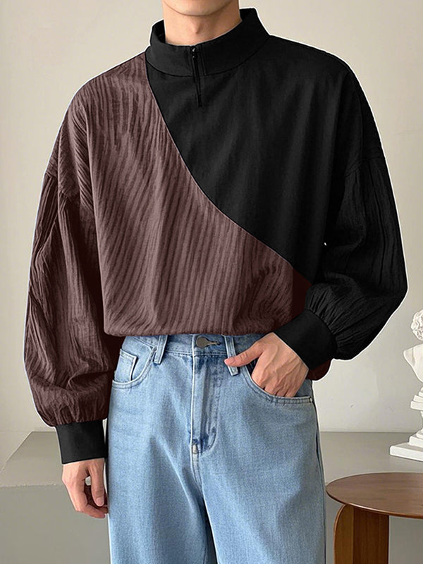 Mens Color-Block Patchwork Long Sleeve T-Shirt SKUK99031