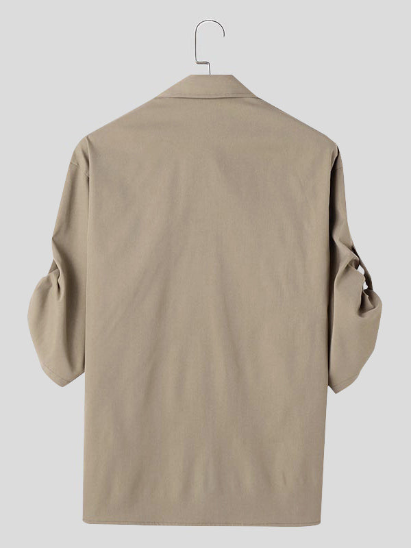 Mens Minimalist Pocket Design Long-Sleeve Shirt SKUK89338