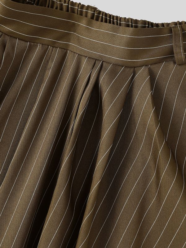 Men's Avant-Garde Pinstripe Deep-Pleated Lantern Silhouette Drop-Crotch Pant SKUL79741