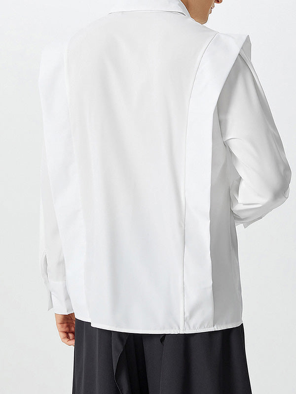 Mens Shoulder Ruffled Concealed Placket Casual Shirts SKUI73783