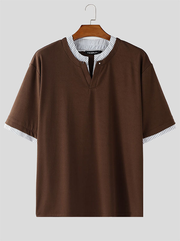 Men's Striped Colorblock Short Sleeve T-Shirt SKUL20901