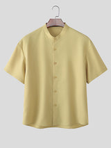 Mens Solid Color Casual Short Sleeve Shirt SKUL20165