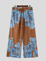 Men's Avant-Garde Paisley Print High-Waisted Fluid Extra Wide-Leg Drape Pant SKUL66887