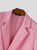 Men's Solid Color Textured Cropped Short Sleeve Blazer SKUL28419