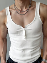 Mens Solid Color Knit Casual Tank SKUL18720