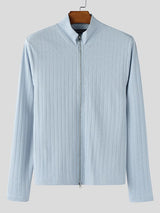 Men's Minimalist Rib Knit Long Sleeve Cardigan SKUL46574