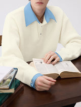 Men's Solid Color Striped Turn Down Collar Long Sleeve Shirt SKUL43649