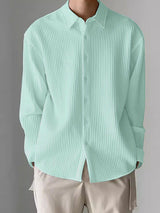 Mens Striped Solid Color Long Sleeve Shirt SKUK70553