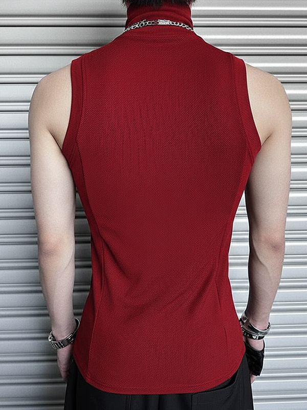 Men's Solid Color Slim Fit Mock Neck Tank SKUL45162