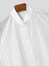 Men's Sheer Striped Stand Collar Waistcoat SKUL56529