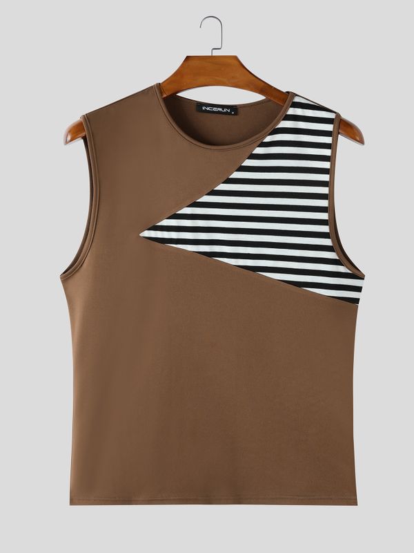 Men's Striped Patchwork Casual Tank SKUL58538