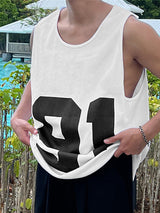 Mens Number Print Sleeveless Tank SKUK76522