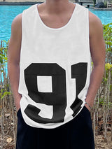 Mens Number Print Sleeveless Tank SKUK76522