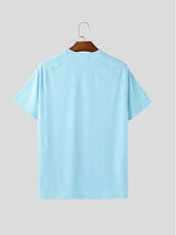 Mens Solid Color Half-Zip Short Sleeve T-Shirt SKUL09350