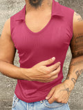 Mens Solid Notched Neck Casual Sleeveless Vest SKUK63611