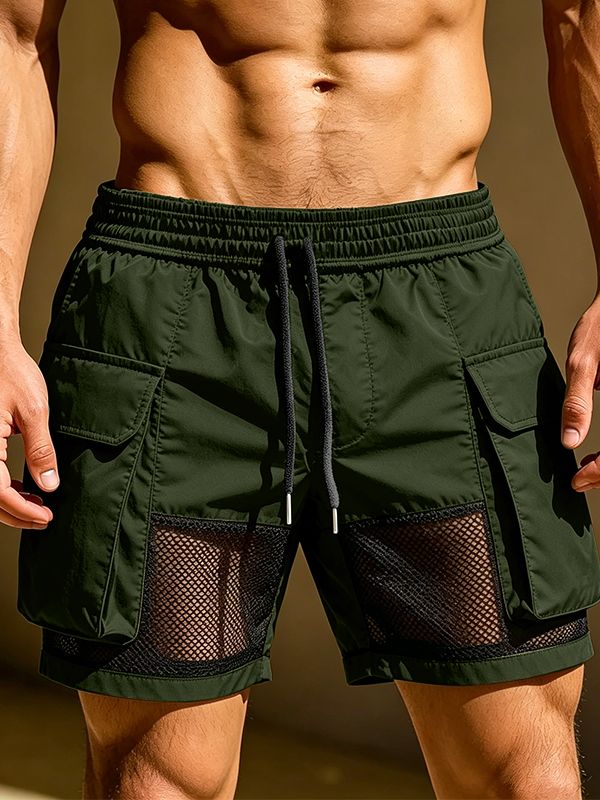 Men's Avant-Garde Mesh-Paneled Cargo Utility Short SKUL63140