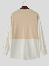 Men's Faux Two-Piece Striped Long Sleeve Shirt SKUL28317