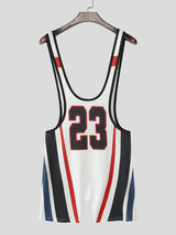 Mens Number 23 Contrast Color Sleeveless Bodysuit SKUL15565