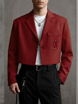 Men's Solid Color Cropped Long Sleeve Blazer SKUL39889