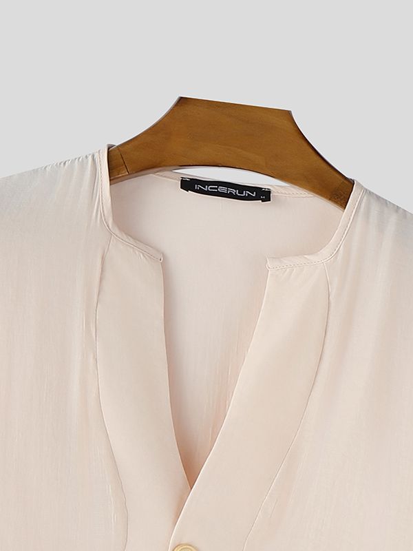 Men's Deconstructed Wavy Placket Long Sleeve Shirt SKUL50962