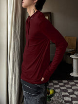 Men's Solid Color Tie Long Sleeve T-Shirt SKUL38544