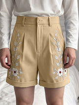 Men's Elegant Vintage Floral Print High Waist  Short SKUL65046