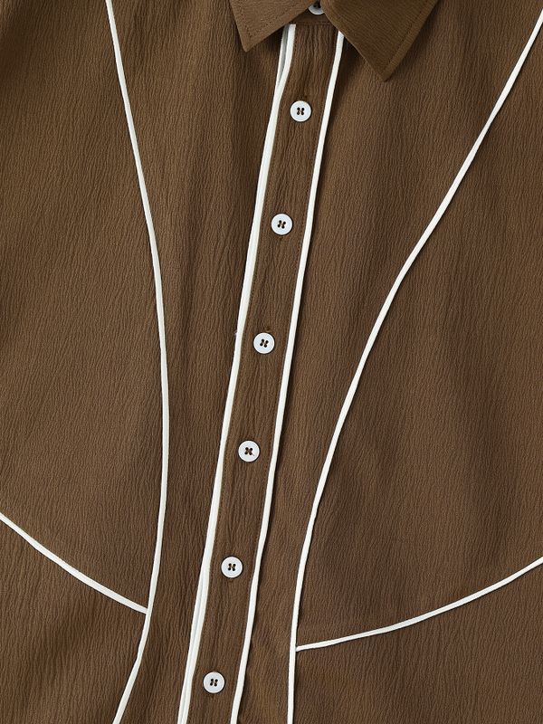 Men's Avant-Garde Contrast Piping Tailored Slim Fit Sleeveless Shirt SKUL75608