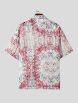 Mens Butterfly Print Fringe Short Sleeve Shirt SKUK71333