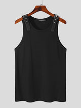 Mens Leather Shoulder Buckle Design Knitted Vest SKUJ20873