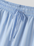 Mens Striped Side Pockets Loose Cropped Pants SKUK63831