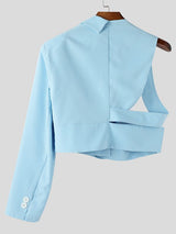 Men's Deconstructed Cut-Out Cropped Long Sleeve Blazer SKUL38995