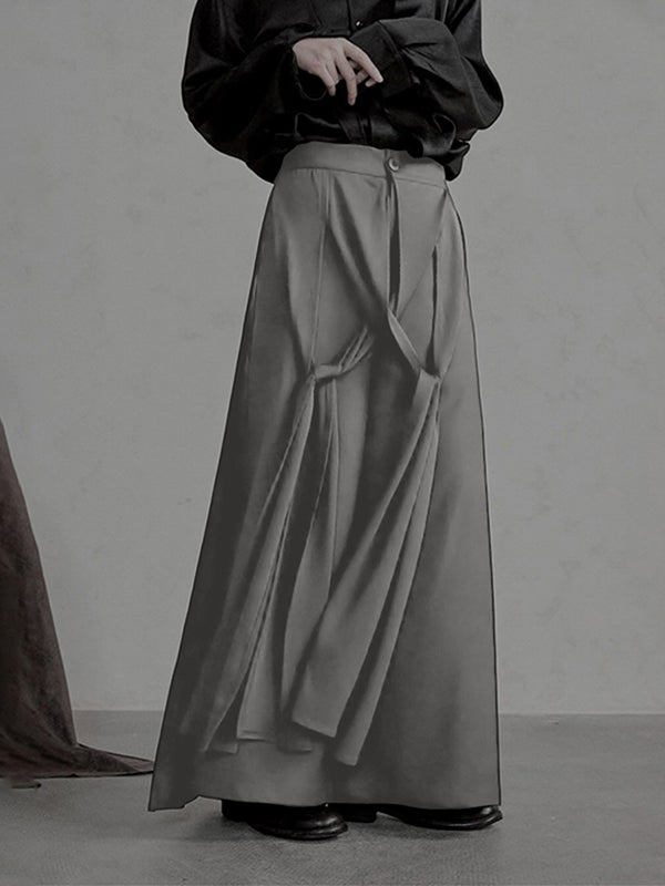 Men's Solid Color Layered Wide Leg Casual Pant SKUL30427