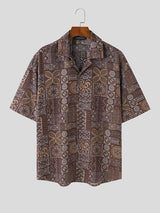 Mens Baroque Ethnic Print Short Sleeve Shirt SKUK71652