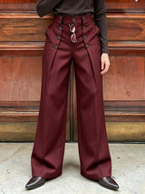 Men's Vintage Dandy Art Exhibition Double-Breasted Button High-Waist Wide-Leg Pant SKUL86024