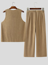 Men's Corduroy Casual Two Pieces Outfit SKUL23530