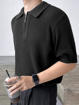 Mens Solid Knit Short Sleeve Golf Shirt SKUK48481