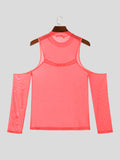 Mens Buckle Design Cold Shoulder Mesh T-Shirt SKUK17901