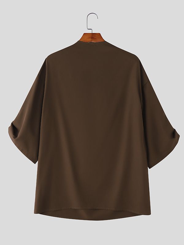 Men's Loose Slouchy Neck Half Sleeve Shirt SKUL38093