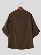 Men's Loose Slouchy Neck Half Sleeve Shirt SKUL38093