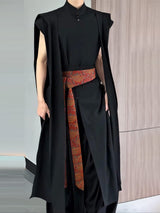 Men's Ribbon Waist Tie Long Shirt SKUL30495