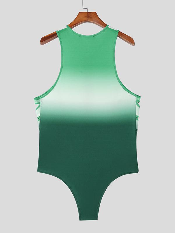 Men's Number Gradient Print Side Hollow Bodysuit SKUL17916