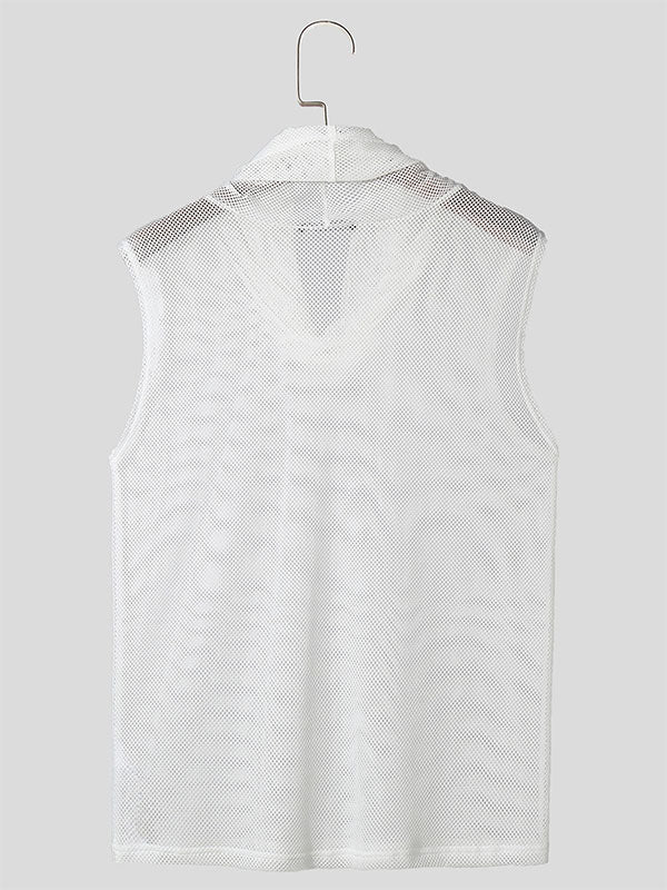 Mens Solid Mesh See Through Sleeveless Vest SKUK54042