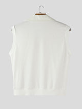 Men's Knit Leather Collar Cropped Tank SKUL54097