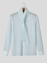 Men's Retro Party Integrated Ascot Scarf Crinkle Long Sleeve Shirt SKUL81103