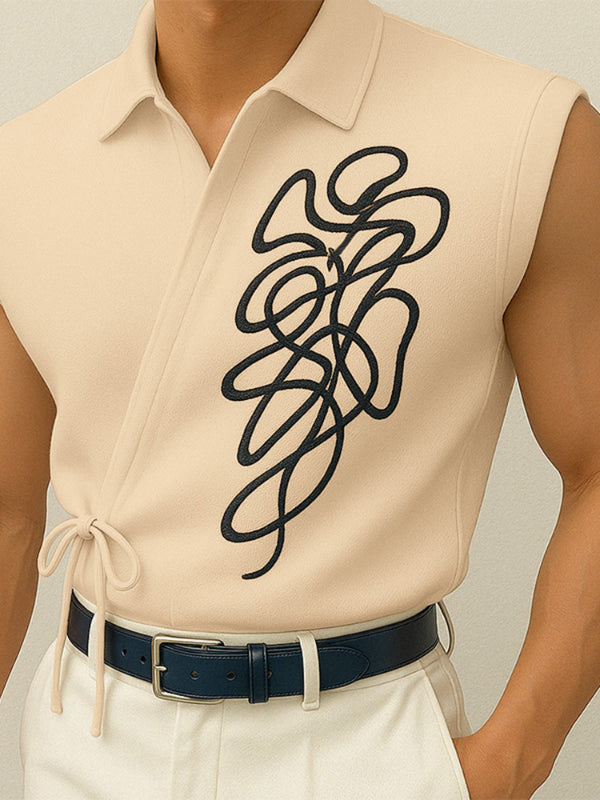 Men's Asymmetrical Placket Tie Casual Tank SKUL15370