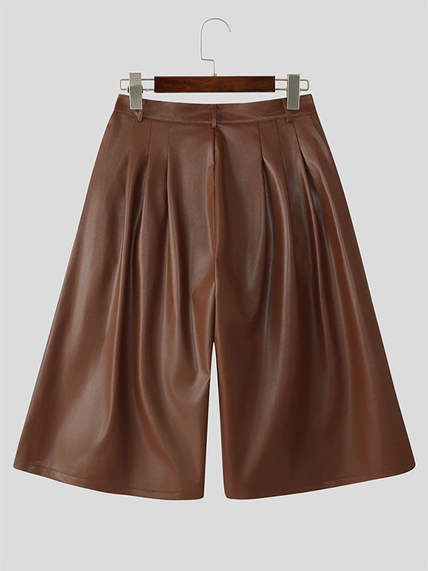 Mens Faux Leather Wide-Leg Pant SKUL12424