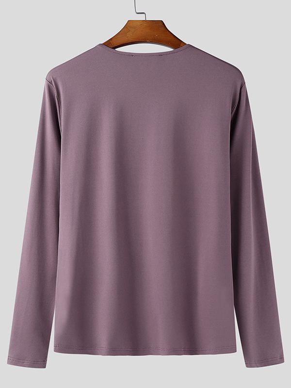 Men's Cutout V Neck Long Sleeve T-shirt SKUL45196